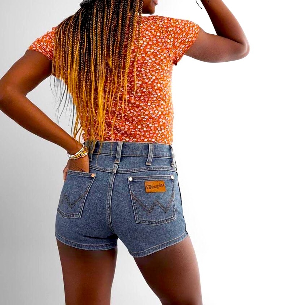 Buckle Wrangler high rise pin up stretch shorts